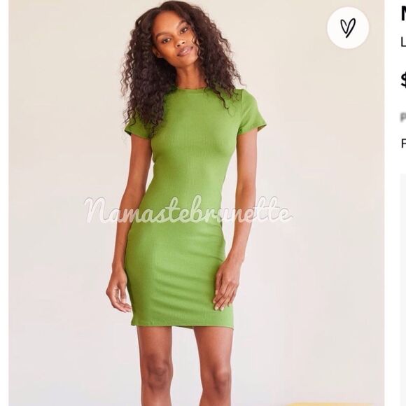 Nwt Lulu's Lime Green Ribbed Tie-Back Bodycon Mini Dress - Picture 3 of 17